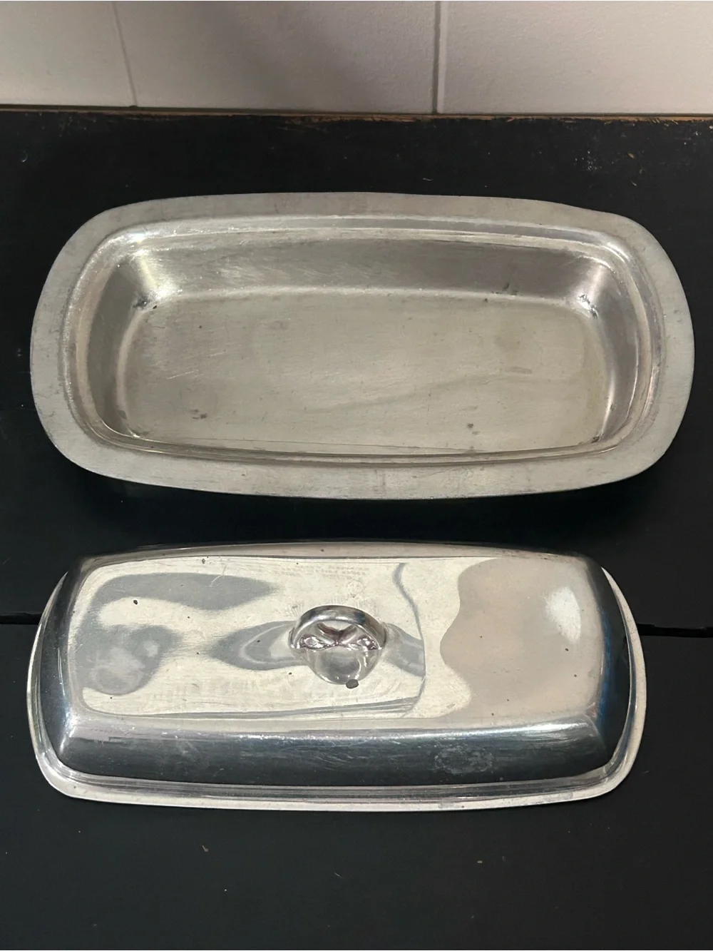 Vintage Queen Art Pewter Covered Butter Dish Handmade Danish Quality USA